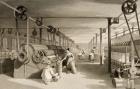 Carding, Drawing and Roving, Cotton factory floor, engraved by James Tingle (fl.1830-60) c.1830 (litho)