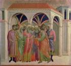 Maesta: Judas Receives Thirty Pieces of Silver, 1308-11