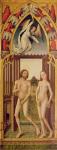 Redemption Triptych; right hand (to viewer) panel showing the expulsion of Adam and Eve from Paradise, c.1460 (oil on panel)   , c.1460 (oil on panel) (see 488870 and 488609)