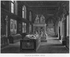 The 15th century room, Musee des Monuments Francais, Paris, illustration from 'Vues pittoresques et perspectives des salles du Musee des Monuments Francais et des principaux ouvrages...', engraved by Jean Baptiste Baptiste Reville (1767-1825) and Lavalee,