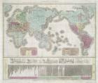 A chart of the world exhibiting the prevailing religion and population of the present empires, 1842 (hand coloured print)