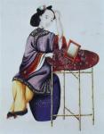 A Chinese Woman Arranging her Hair, Qianlong Period (1736-96) (gouache on paper)