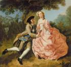 Lovers in a landscape, c.1740 (oil on canvas)