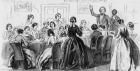 Dinner at Brigham Young's, 1857 (engraving) (b&w photo)