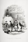 First appearance of Mr. Samuel Weller, illustration from `The Pickwick Papers' by Charles Dickens (1812-70) published 1837 (litho)