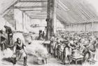 A soup kichen serving food to the poor in Spitalfields, London, England in the 1860's. From L'Univers Illustre published in Paris in the 1868.