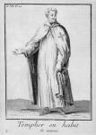 A Templar in his habit: white with a plain red cross on his shoulder, from 'Histoire des Ordres Religieux, Monastiques et Militaires', by P. Heylot, pub. Paris, 1714-21 (litho)