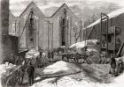 Carting the ice at Mr Charles' ice stores, Lindsey House, London, from 'L'Univers Illustré', published 1866 (engraving)