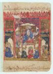 Ms c-23 f.16b Literary Meeting, from 'The Maqamat' (The Meetings) by Al-Hariri (1054-1121), c.1240 (vellum)