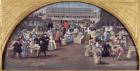 Bread and Poultry Market at Quai des Grands Augustins, design for a fan, c.1670 (gouache on paper)