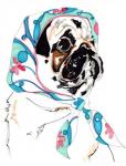 Pug In Pucci, 2012 (pen and ink on paper)