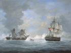 The action between U.S Frigate 'United States' and the British frigate 'Macedonian' off the Canary Islands on October 25th, 1812 (oil on canvas)