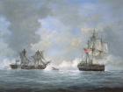 The action between U.S Frigate 'United States' and the British frigate 'Macedonian' off the Canary Islands on October 25th, 1812 (oil on canvas)