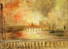 The Burning of the Houses of Parliament, previously attributed to J.M.W. Turner (1775-1851) (oil on panel)