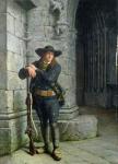 Armed Breton Guarding a Porch (oil on panel)