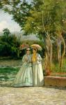 Promenade in a Garden (oil on canvas)