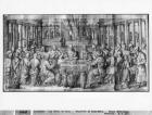 Life of Christ, Marriage at Cana, preparatory study of tapestry cartoon for the Church Saint-Merri in Paris, c.1585-90 (pierre noire & wash & white highlights on paper)