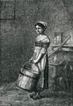Cosette Carrying a Bucket, illustration from 'Les Miserables' by Victor Hugo (engraving) (b/w photo)