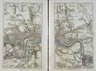 Map of East London, plates 20-21, from 'Cary's Actual Survey of Middlesex', 1786 (hand-coloured engraving)