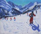 The ski instructor ,Mottaret, (oil on canvas)