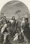 Christ blessing the little children, engraved by S. Allen, from 'The National Illustrated Family Bible', published c.1870 (litho)