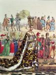 15th century fashion on nobles from the court of Charles VI of France (1380-1422) (engraving)