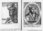 Charles Martel (688-741) and Martin Luther (1483-1546) (engraving) (b/w photo)