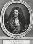 Jean de La Fontaine (1621-95) engraved by Gerard Edelinck (1640-1707) (engraving) (b/w photo)