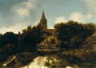 Wooded Landscape with Figures near a Church, c.1660 (oil on panel)