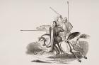 Knights and Men at Arms in the Reign of Louis le Gros, after a miniature in a 12th century Psalter, from 'Le Moyen Age et La Renaissance' by Paul Lacroix (1806-84) published 1847 (litho)