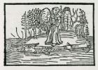 St. Brendan on the fish island, illustration from 'The Voyage of St. Brendan', 1499 (woodcut)