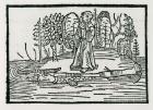 St. Brendan on the fish island, illustration from 'The Voyage of St. Brendan', 1499 (woodcut)