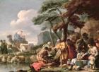 Jacob burying the strange gods under the oak by Shechem (oil on canvas)