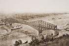 Quebec Bridge over the St. Lawrence River, Canada, illustration from 'The Outline of History' by H.G. Wells, Volume II, published in 1920 (litho)