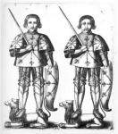 Foulques III Nerra (or the Black) (970-1040) and Geoffroy II Martel (1005-60) (engraving) (b/w photo)