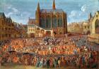 The Departure of Louis XV (1710-74) from Sainte-Chapelle after the 'lit de justice' which ended the reign of Louis XIV (1638-1715) 12th September 1715, 1735 (gouache on paper) (see also 162641)