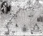 Map of the Coast of New England, Observed and Described by Captain John Smith (1580-1631) 1614, from 'Generall Historie', 1624 (engraving) (b&w photo)