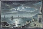 The Harbour and the Cobb, Lyme Regis, Dorset, by Moonlight (w/c on paper)
