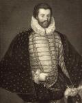 Portrait of Sir Christopher Hatton (1540-91) from 'Lodge's British Portraits', 1823 (litho)