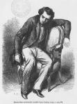 Lucien de Rubempre overwhelmed with sorrow, illustration from 'Les Illusions perdues' by Honore de Balzac (engraving) (b/w photo)