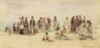Beach Scene, 1864 (pen & ink & w/c on paper)