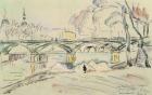 The Pont des Arts, 1924 (pencil & w/c on paper)