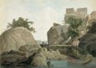 Fakir's Rock at Sultanganj, on the River Ganges, India, c.1790 (w/c over graphite on paper)