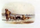 Dog Sledges of the Mandan Indians (colour litho)