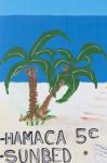 Hand painted advertisement for renting sunbeds on the beach, La Cala de Mijas, Costa del Sol, Malaga Province, Andalusia, Southern Spain (photo)