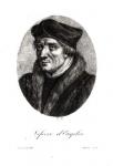 Portrait of Jacques Lefevre d'Etaples (c.1450-1536) (engraving) (b/w photo)