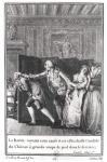 'Le Baron...chassa Candide du Chateau a grands coups de pied dans le derriere', illustration from chapter 1 of 'Candide' by Francois Voltaire (1694-1778) engraved by Jean Dambrun (1741-p.1808) 1787 (engraving) (b/w photo)