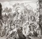 The Entrance of Frederick I Barbarossa into Milan, Italy in 1158, accompanied by Henry the Lion and his Saxon troops. Frederick I Barbarossa, 1122 1190. German Holy Roman Emperor. From Histoire Des Peintres, École Allemande, published 1875 (litho)
