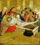 The Entombment, panel from the St. Thomas Altar from St. John's Church, Hamburg, begun in 1424 (tempera & oil on panel) (see 144553 for detail)