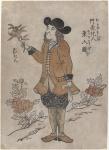 Dutch VOC employee in Nagasaki, c.1700 (colour woodblock print)